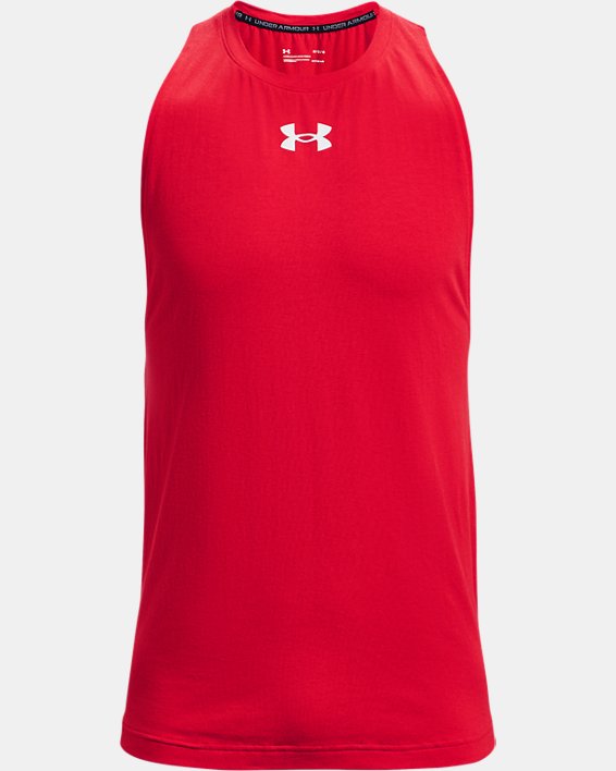 Camiseta sin mangas de algodón UA Baseline para hombre, Red, pdpMainDesktop image number 4